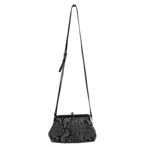 Patricia Nash Snakeskin Crossbody Bag Black Gray Leather Frame Shoulder Purse